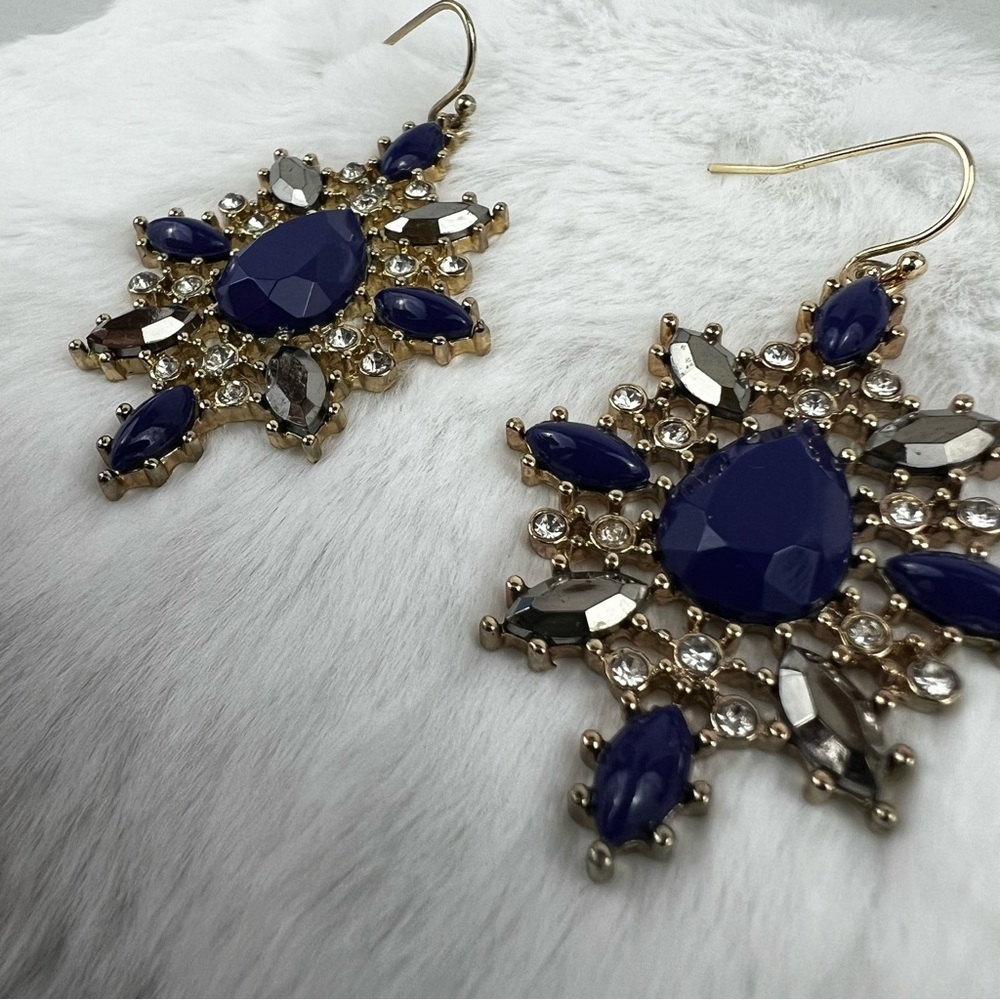 Blue Stone Starburst Earrings